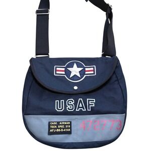Red Canoe USAF Shoulder Messenger Bag Blue Canvas Crossbody Airman Air Force
